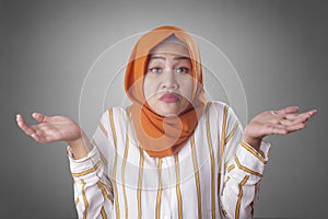 Muslim Businesswoman shows Denial or Refusal Gesture