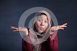 Muslim Businesswoman shows Denial or Refusal Gesture