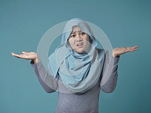 Muslim Businesswoman shows Denial or Refusal Gesture