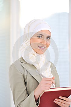 Muslim Caucasian female student