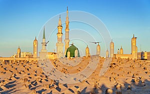 Muslim cemetary at Nabawi Mosque in Madinah. photo