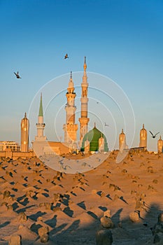 Muslim cemetary at Nabawi Mosque in Madinah. photo