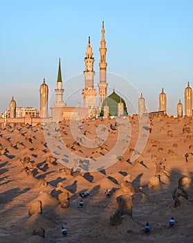 Muslim cemetary at Nabawi Mosque in Madinah. photo