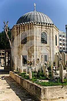 Muslim cemetery by Sehzade mosque, Istanbul, Turkey photo