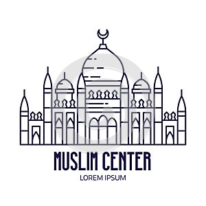 Muslim Center Mosque Logo in Line Art Style photo