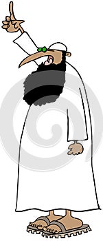 Muslim Cleric with his arm raised