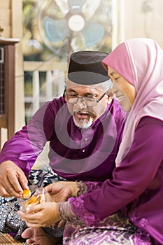 Muslim family feasting during the Eid celebration