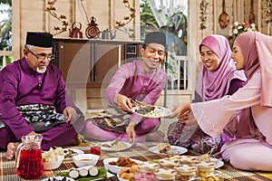 Muslim family feasting during the Eid celebration