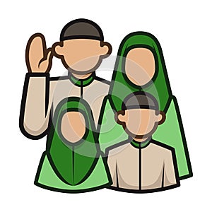 Muslim Family Gathering. Eid Mubarak Icon Illustration