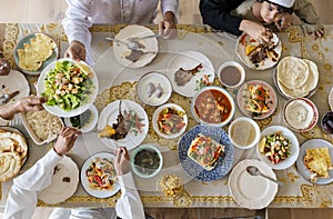 Muslim family having a Ramadan feast