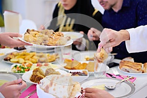 Muslim family having a Ramadan feast