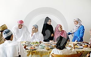 Muslim family having a Ramadan feast photo