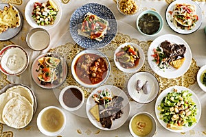 Muslim family having a Ramadan feast photo