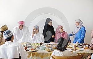 Muslim family having a Ramadan feast photo