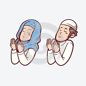 Muslim family praying