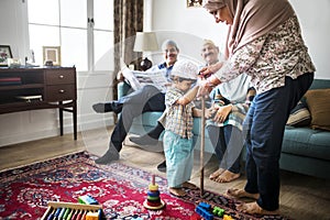 Muslim family spending time together