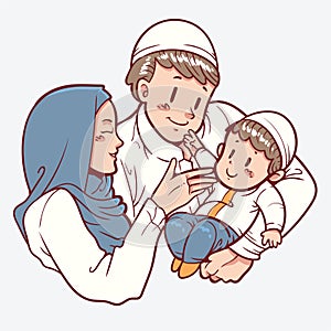Muslim family together