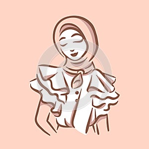 Muslim fashion logo illustration girl with hijab