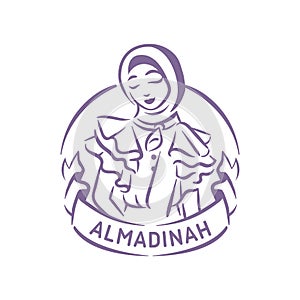 Muslim fashion logo illustration girl with hijab
