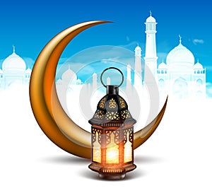 Muslim feast of the holy month of Ramadan. High detailed realistic illustration