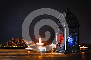 The Muslim feast of the holy month of Ramadan Kareem. Beautiful background with a shining lantern Fanus.