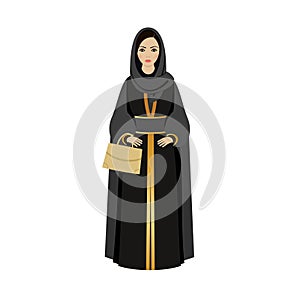 Muslim Girl with traditional hijab. Abaya Fashion muslim girl