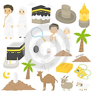 Muslim Hajj and Umrah vector collection photo
