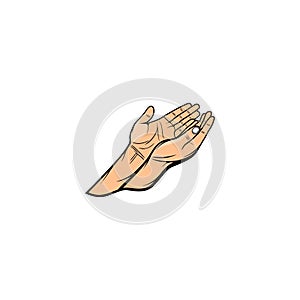 muslim hands up in prayer in islam vector illustration