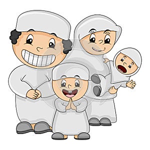 Muslim happy family  cartoon vector illustration