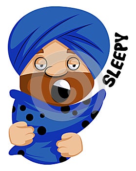 Muslim human emoji in sleppy mood, illustration, vector