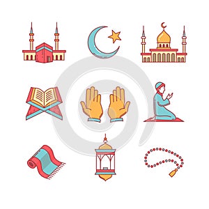 Muslim islam prayer and ramadan kareem