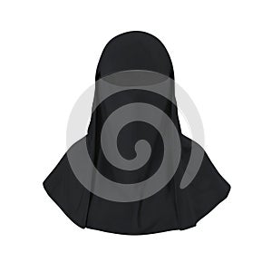 Muslim Islamic Women Burqa with Face Cover Niqab on white. 3D illustration