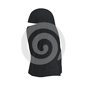 Muslim Islamic Women Burqa with Face Cover Niqab on white. 3D illustration