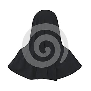 Muslim Islamic Women Burqa with Face Cover Niqab on white. 3D illustration