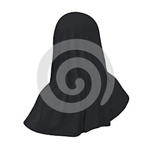 Muslim Islamic Women Burqa with Face Cover Niqab on white. 3D illustration