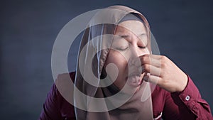 Muslim Lady Close Her Nose, Want to Puke Because of Bad Smell