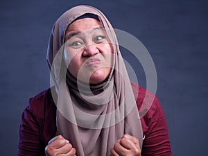 Muslim Lady in Shows Angry Gesture