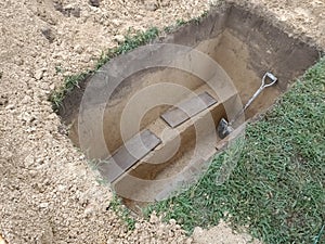 Muslim malay cemetary new empty grave hole