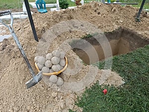 Muslim malay cemetary new empty grave hole