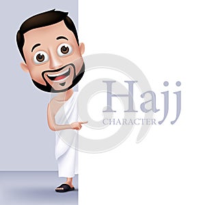 Muslim Man Character Performing Hajj or Umrah