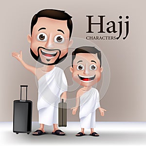 Muslim Man Character Performing Hajj or Umrah