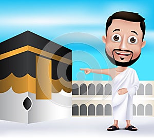 Muslim Man Character Performing Hajj or Umrah photo