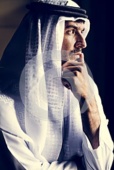 Muslim man in a deep thought