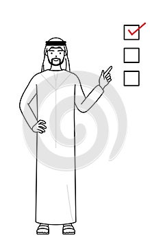 Muslim Man pointing to a checklist