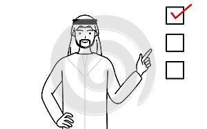 Muslim Man pointing to a checklist