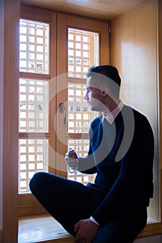 Muslim man pray in mosque