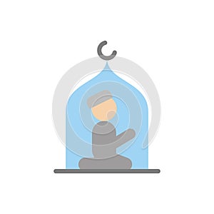 Muslim man praying mosque icon. Simple color vector elements of islam icons for ui and ux, website or mobile application