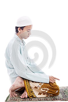 Muslim man in praying poses