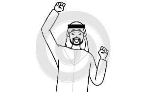 Muslim Man smiling and jumping