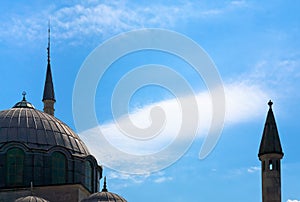 Muslim minaret and mosque silhouette